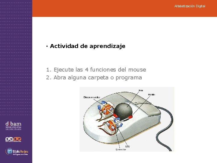 Alfabetización Digital • Actividad de aprendizaje 1. Ejecute las 4 funciones del mouse 2.