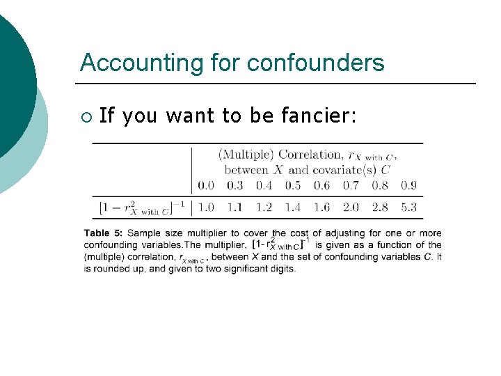 Accounting for confounders ¡ If you want to be fancier: 