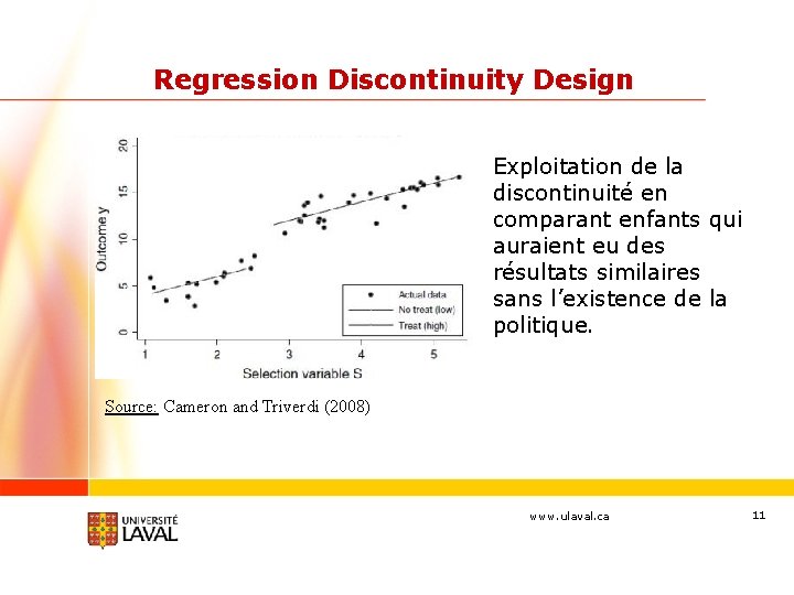 Regression Discontinuity Design Exploitation de la discontinuité en comparant enfants qui auraient eu des