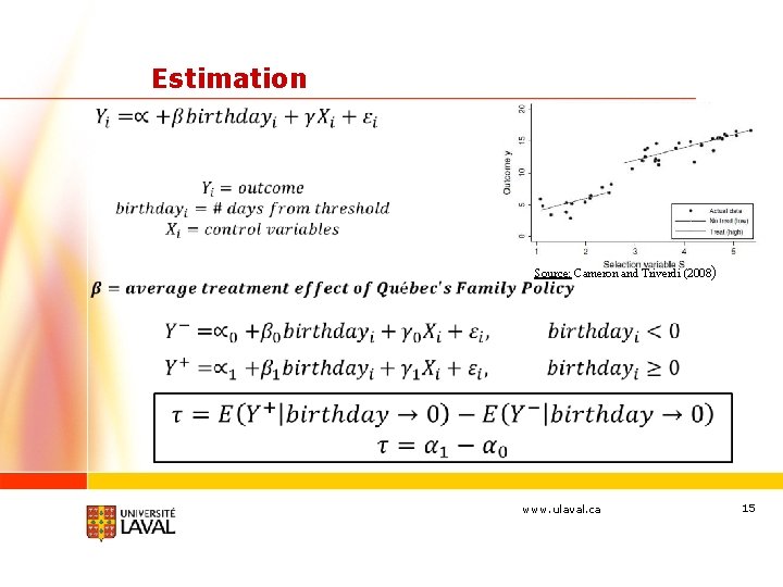 Estimation • Source: Cameron and Triverdi (2008) www. ulaval. ca 15 