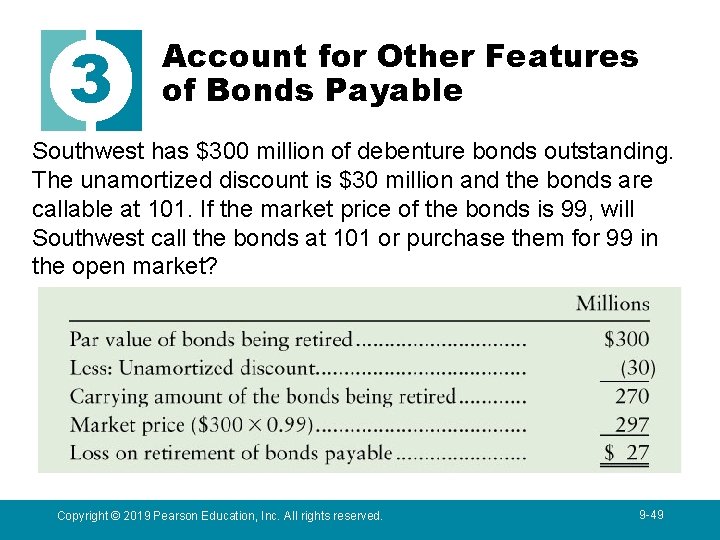 3 Account for Other Features of Bonds Payable Southwest has $300 million of debenture