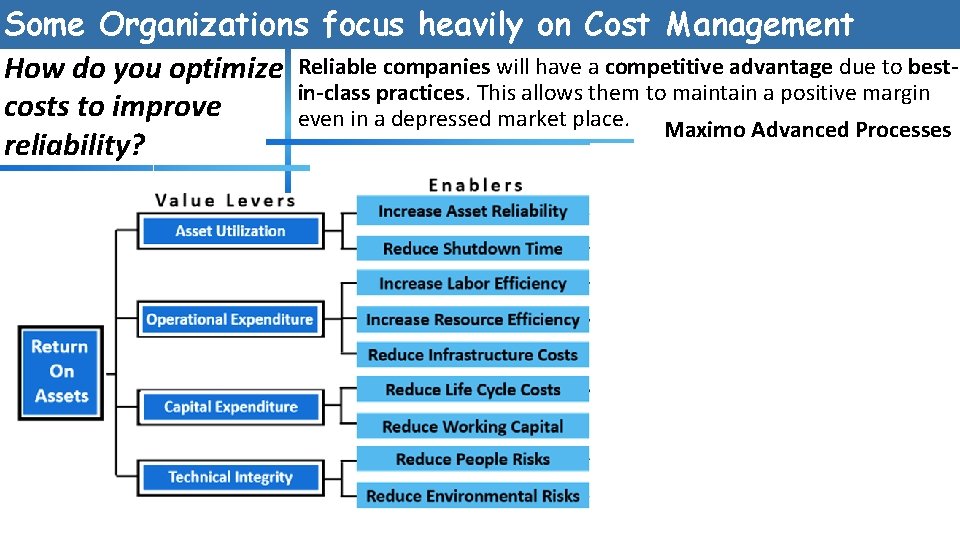 Some Organizations focus heavily on Cost Management How do you optimize Reliable companies will