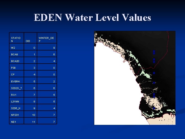 EDEN Water Level Values STATIO N WINTER_DE P OID W 2 0 9 BCA