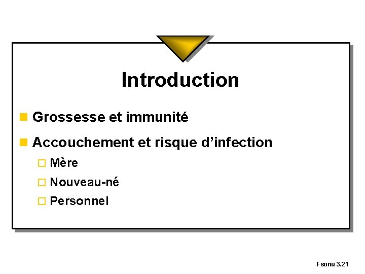 Introduction n Grossesse et immunité n Accouchement et risque d’infection o Mère o Nouveau-né