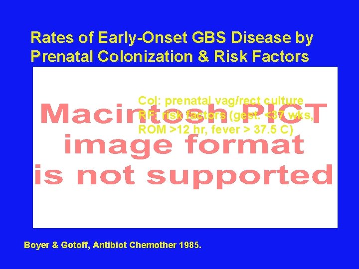 Rates of Early-Onset GBS Disease by Prenatal Colonization & Risk Factors Col: prenatal vag/rect