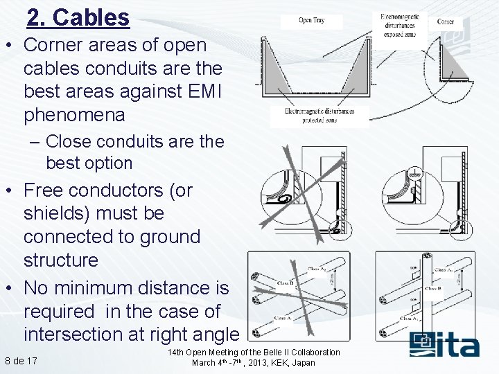 2. Cables • Corner areas of open cables conduits are the best areas against
