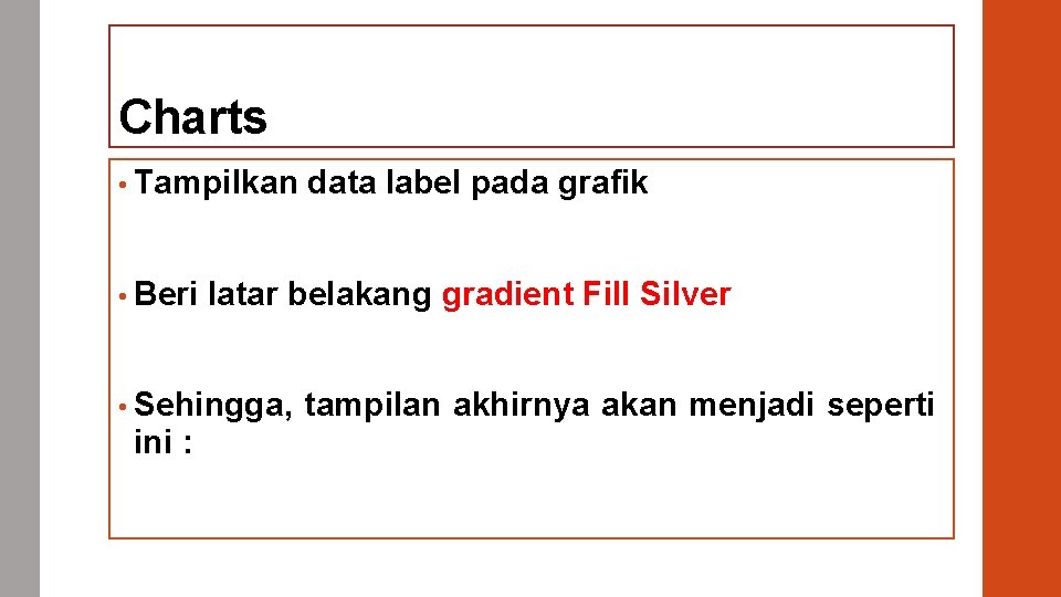 Charts • Tampilkan • Beri latar belakang gradient Fill Silver • Sehingga, ini :