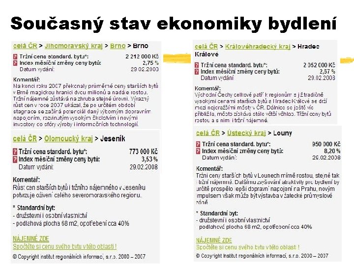 Současný stav ekonomiky bydlení 30 