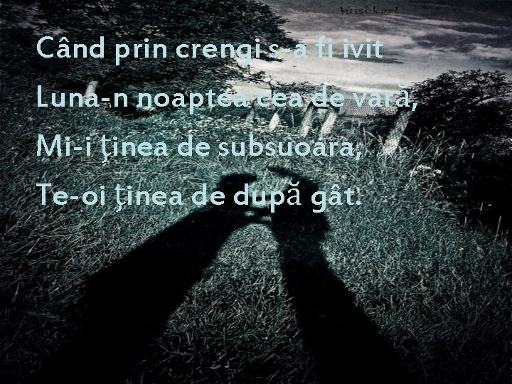 Când prin crengi s-a fi ivit Luna-n noaptea cea de vară, Mi-i ţinea de