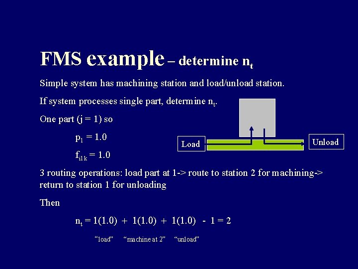 FMS example – determine nt Simple system has machining station and load/unload station. If FMS example – determine nt Simple system has machining station and load/unload station. If