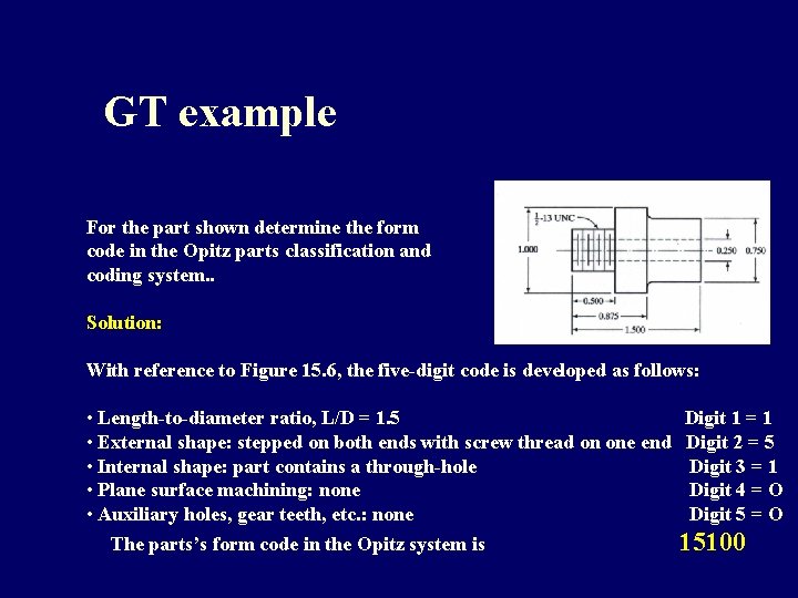 GT example For the part shown determine the form code in the Opitz parts GT example For the part shown determine the form code in the Opitz parts