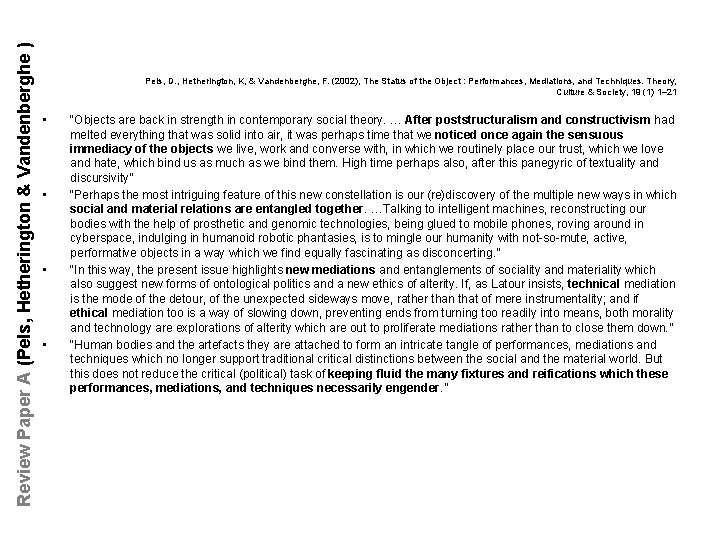 Review Paper A (Pels, Hetherington & Vandenberghe ) Pels, D. , Hetherington, K, &