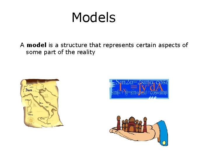 Models A model is a structure that represents certain aspects of some part of