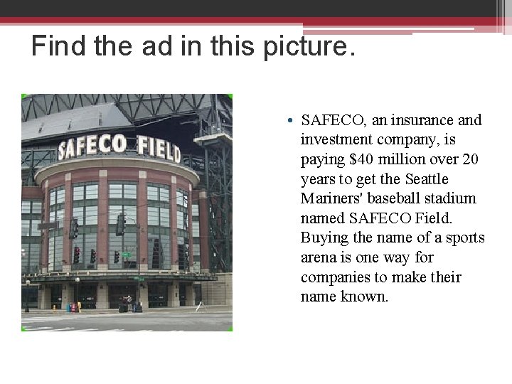 Find the ad in this picture. • SAFECO, an insurance and investment company, is