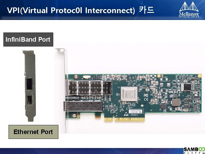 VPI(Virtual Protoc 0 l Interconnect) 카드 Infini. Band Port Ethernet Port © 2009 MELLANOX