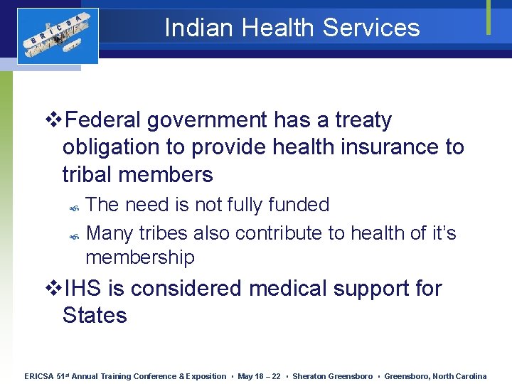 E R I C S A Indian Health Services v. Federal government has a