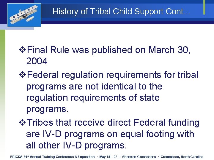 E R I C S A History of Tribal Child Support Cont… v. Final