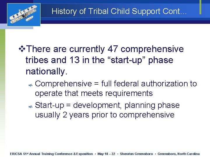 E R I C S A History of Tribal Child Support Cont… v. There