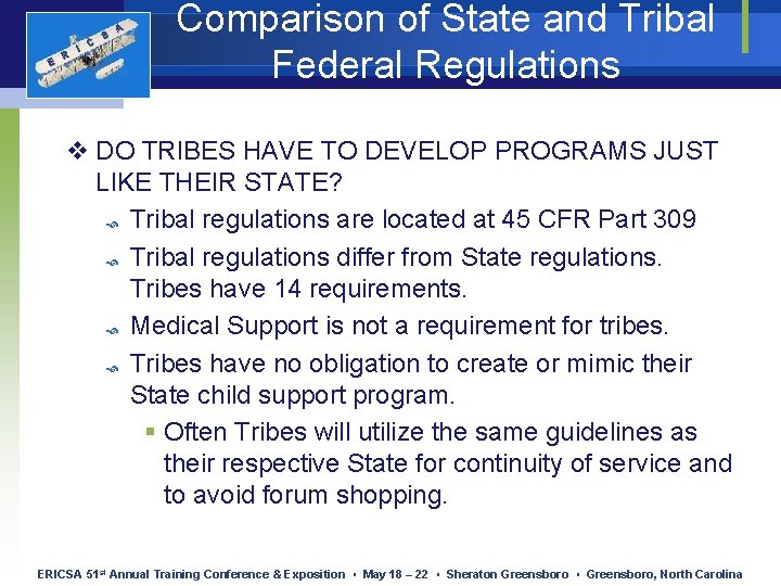 E R I C S A Comparison of State and Tribal Federal Regulations v