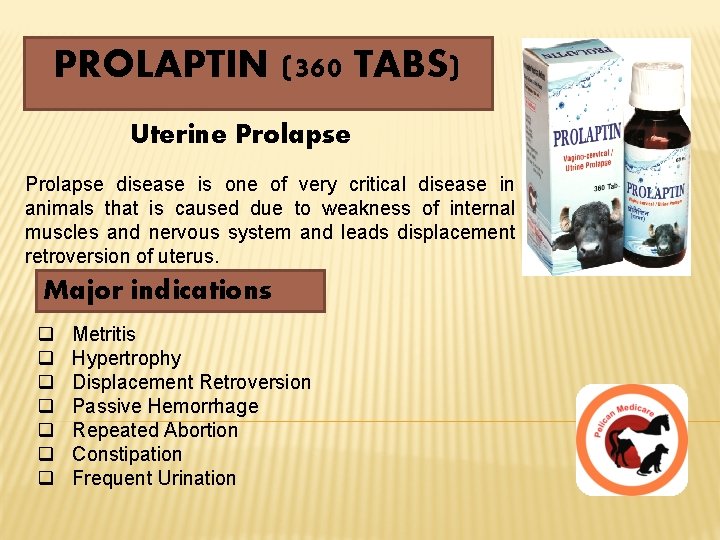 PROLAPTIN (360 TABS) Uterine Prolapse disease is one of very critical disease in animals