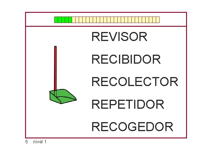 REVISOR RECIBIDOR RECOLECTOR REPETIDOR RECOGEDOR 6 nivel 1 