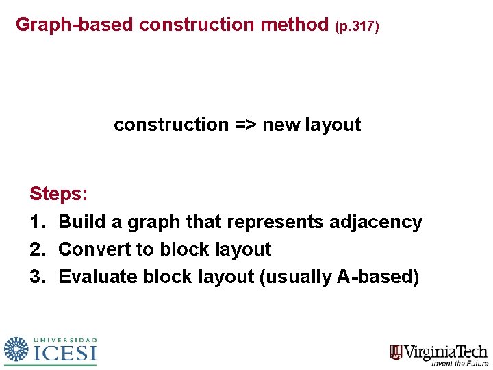 Graph-based construction method (p. 317) construction => new layout Steps: 1. Build a graph