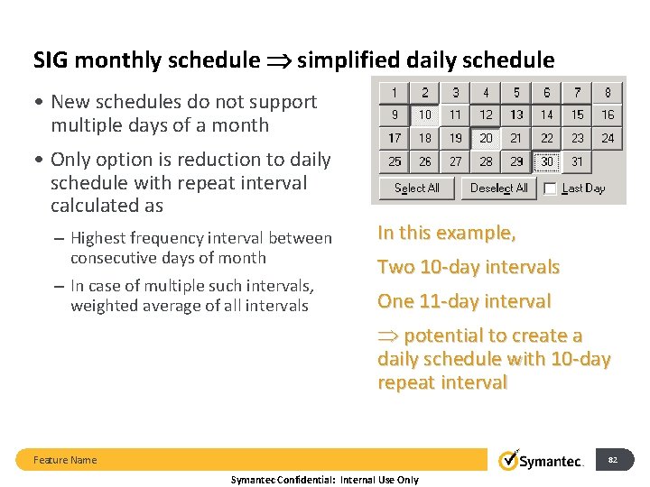 SIG monthly schedule simplified daily schedule • New schedules do not support multiple days