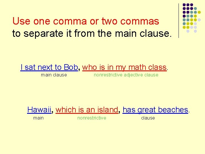 Use one comma or two commas to separate it from the main clause. I