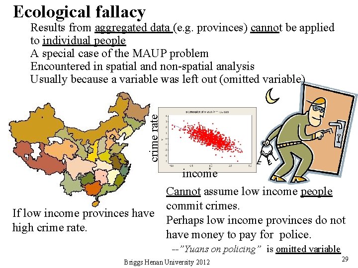 Ecological fallacy crime rate Results from aggregated data (e. g. provinces) cannot be applied
