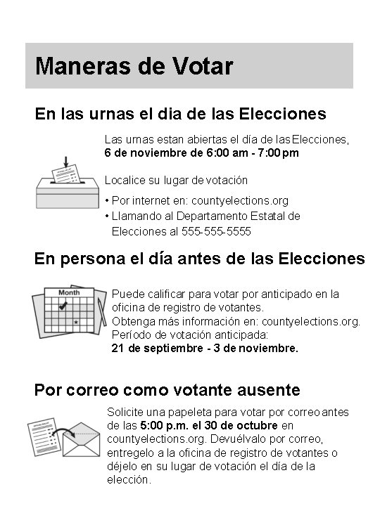 Maneras de Votar En las urnas el dia de las Elecciones Las urnas estan