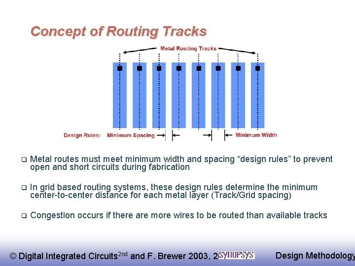 Concept of Routing Tracks q Metal routes must meet minimum width and spacing “design