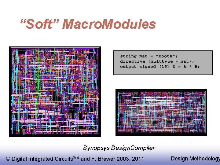 “Soft” Macro. Modules Synopsys Design. Compiler © Digital Integrated Circuits 2 nd and F.