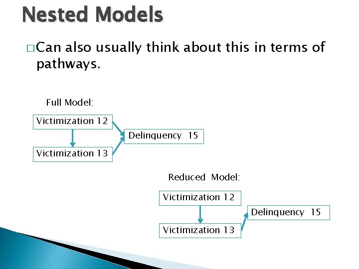 Nested Models � Can also usually think about this in terms of pathways. Full