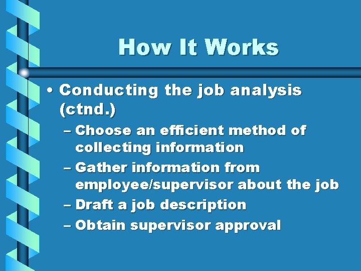 How It Works • Conducting the job analysis (ctnd. ) – Choose an efficient