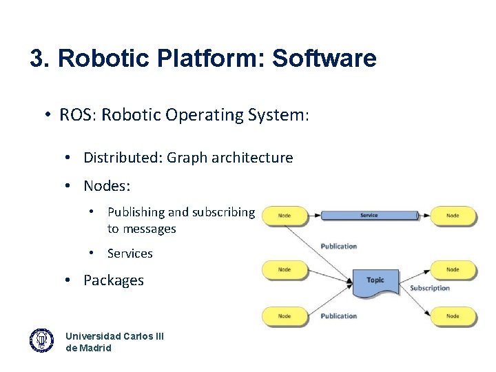 3. Robotic Platform: Software • ROS: Robotic Operating System: • Distributed: Graph architecture •