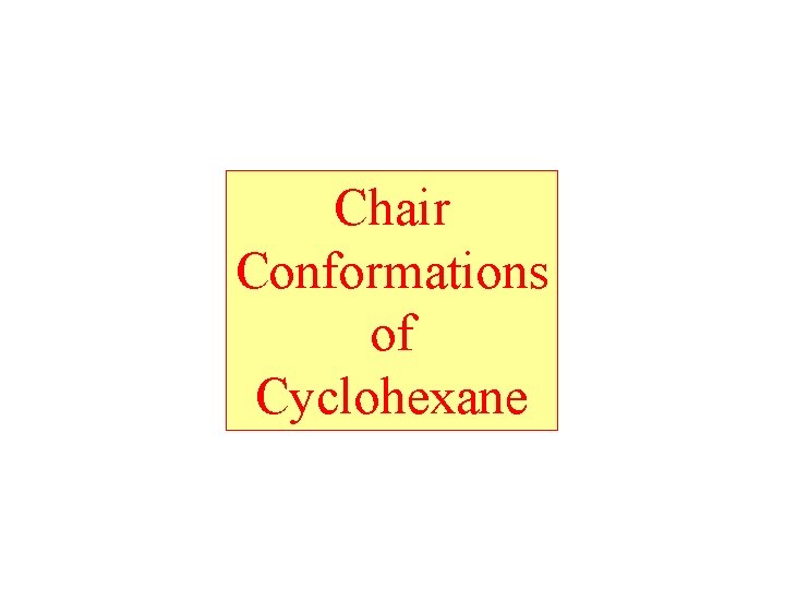 Chair Conformations of Cyclohexane Chair Conformations of Cyclohexane