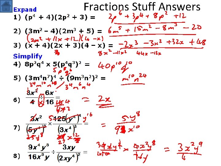 Fractions Stuff Answers 