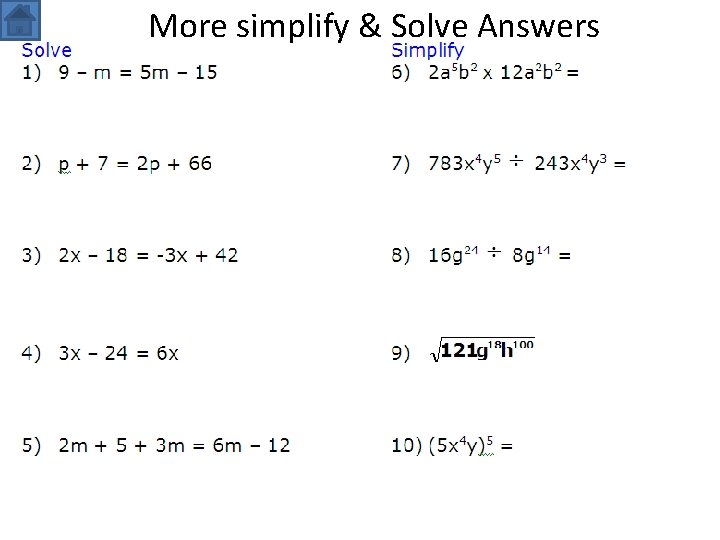 More simplify & Solve Answers 