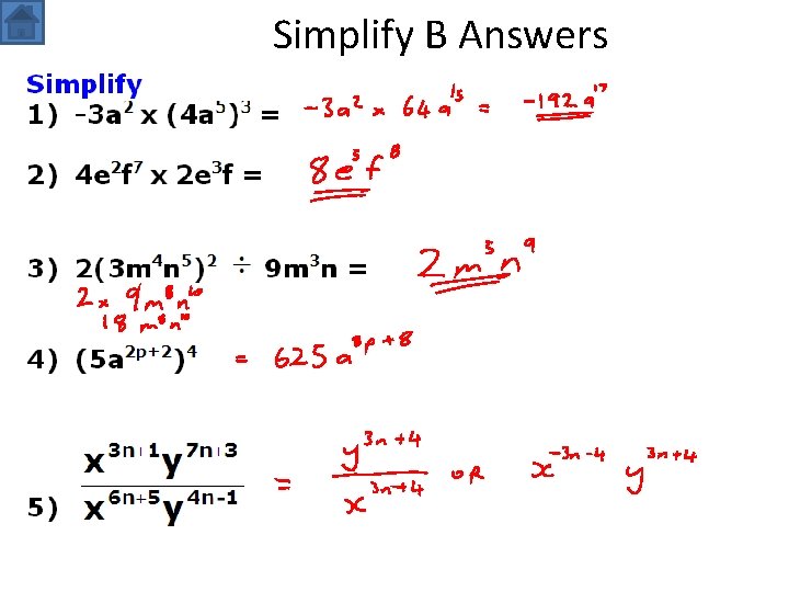 Simplify B Answers 