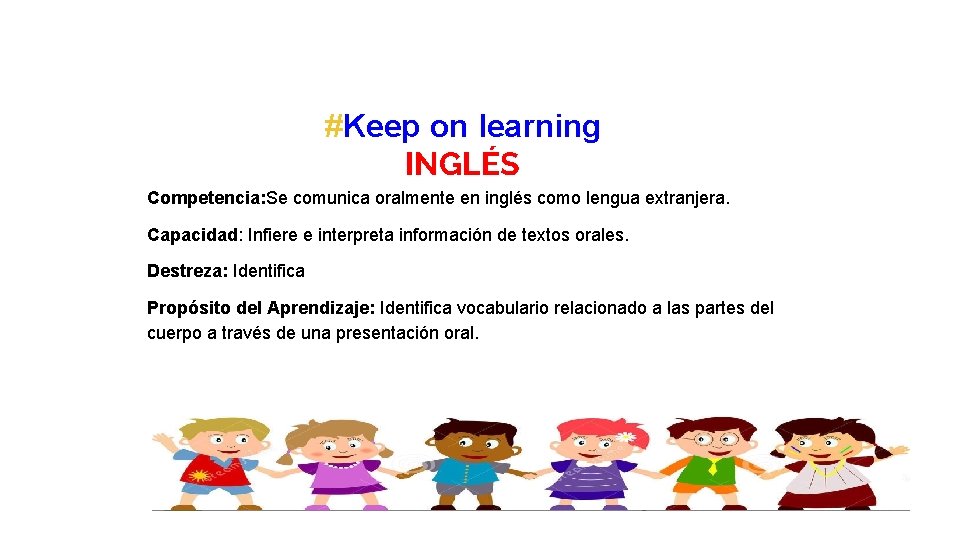 #Keep on learning INGLÉS Competencia: Se comunica oralmente en inglés como lengua extranjera. Capacidad: