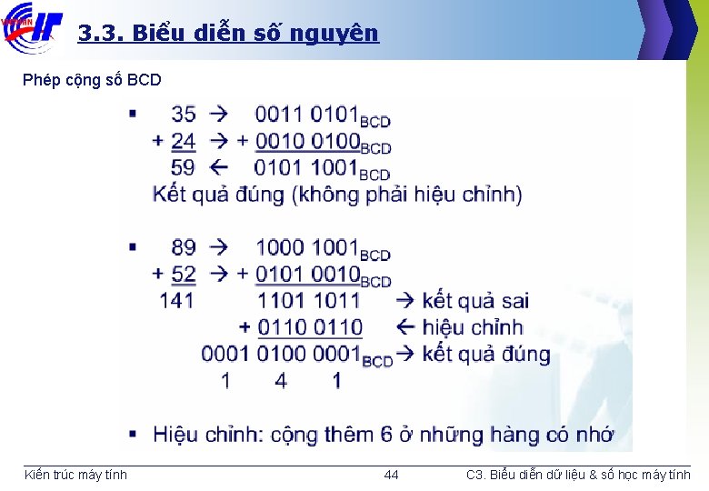 3. 3. Biểu diễn số nguyên Phép cộng số BCD Kiến trúc máy tính