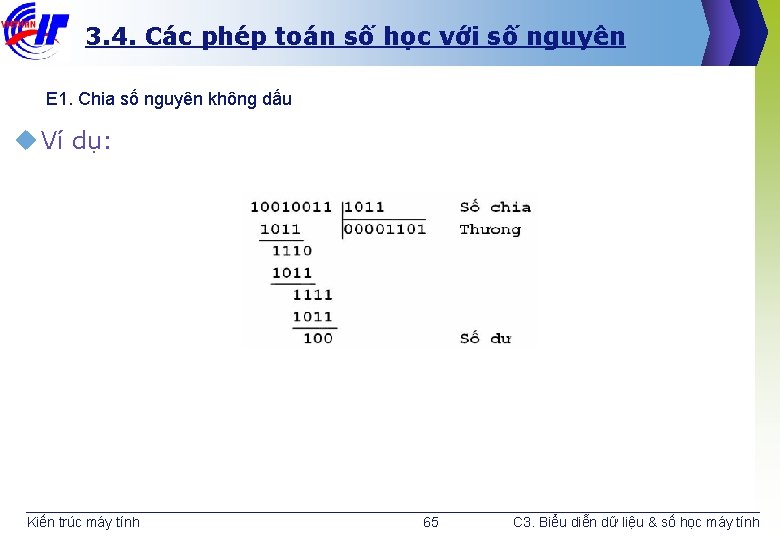 3. 4. Các phép toán số học với số nguyên E 1. Chia số