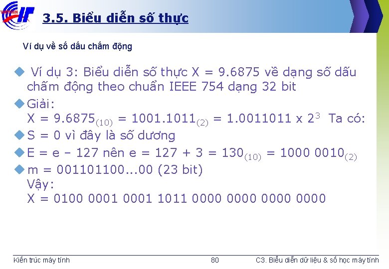 3. 5. Biểu diễn số thực Ví dụ về số dấu chấm động u