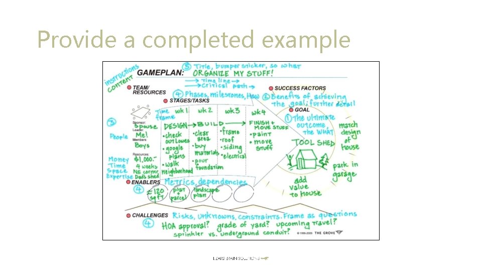 Provide a completed example 