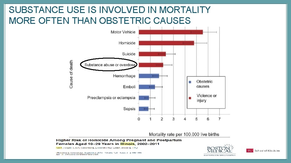 SUBSTANCE USE IS INVOLVED IN MORTALITY MORE OFTEN THAN OBSTETRIC CAUSES 