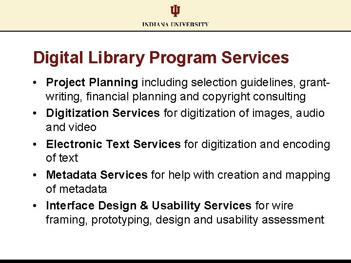 The Digital Library Programs Project Proposal Open Meeting