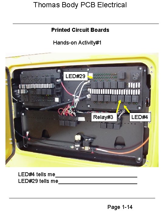 Thomas Body PCB Electrical Printed Circuit Boards Hands-on Activity#1 LED#29 Relay#3 LED#4 tells me______________
