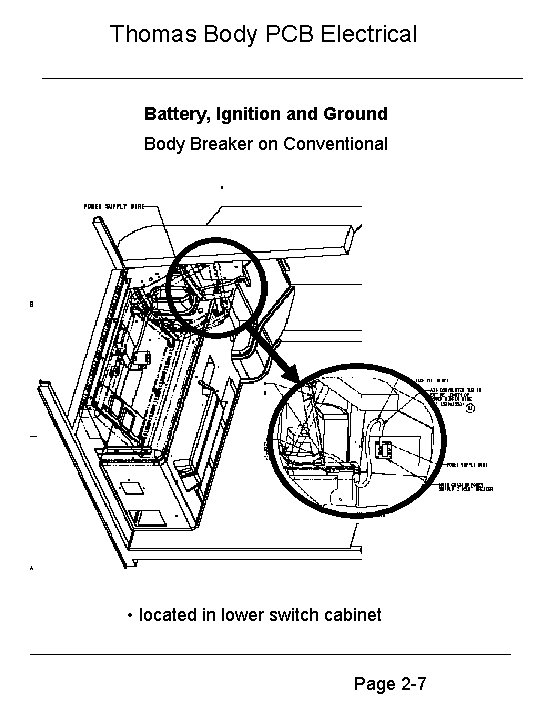 Thomas Body PCB Electrical Battery, Ignition and Ground Body Breaker on Conventional • located
