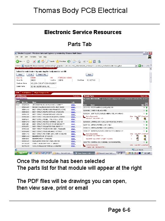 Thomas Body PCB Electrical Electronic Service Resources Parts Tab Once the module has been