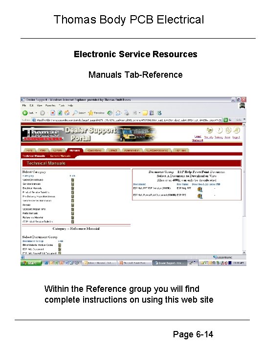 Thomas Body PCB Electrical Electronic Service Resources Manuals Tab-Reference Within the Reference group you